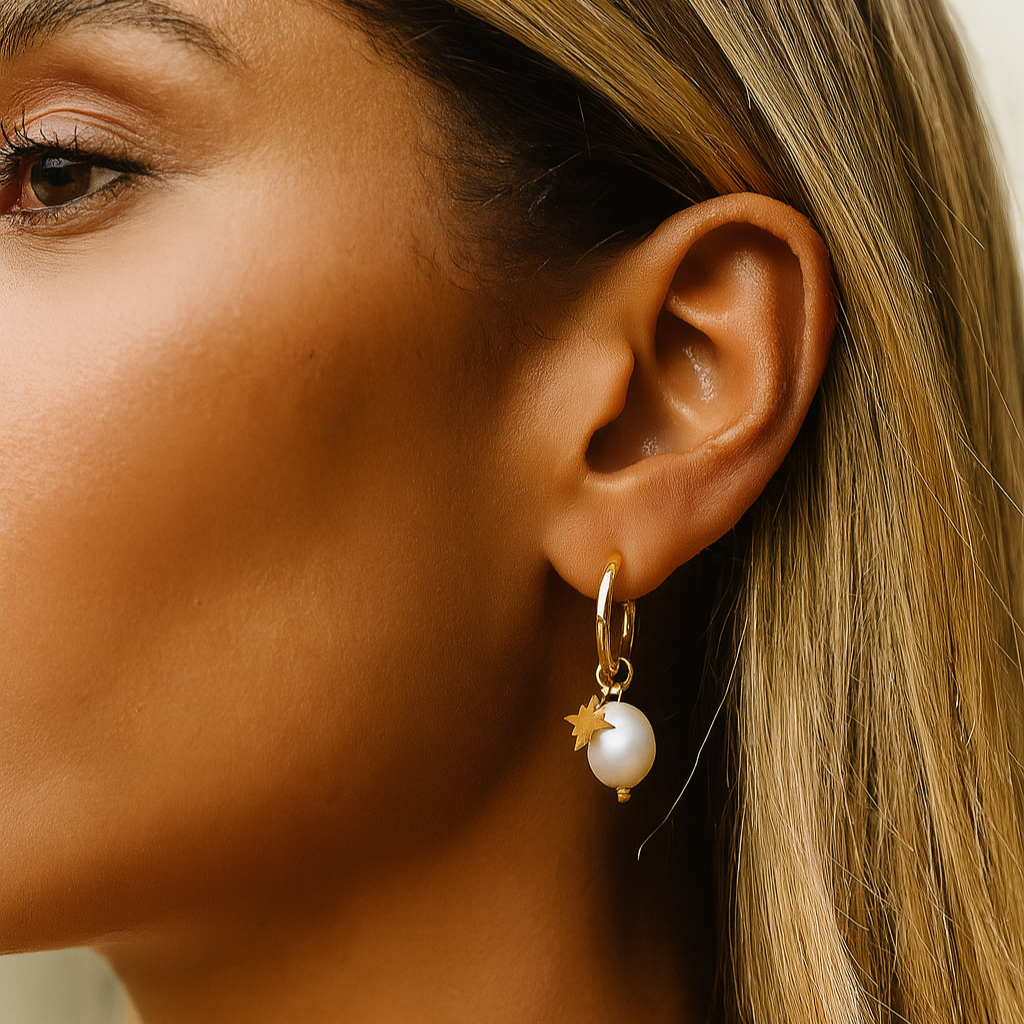 Noor Pearl Hoops