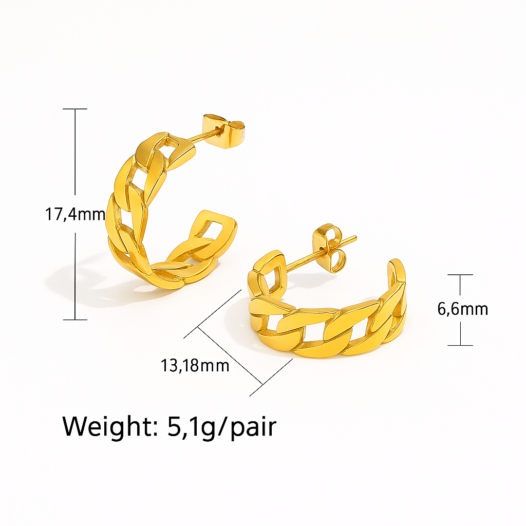 Mila Chain Hoop Earrings – 18K PVD Gold Plated Stainless Steel