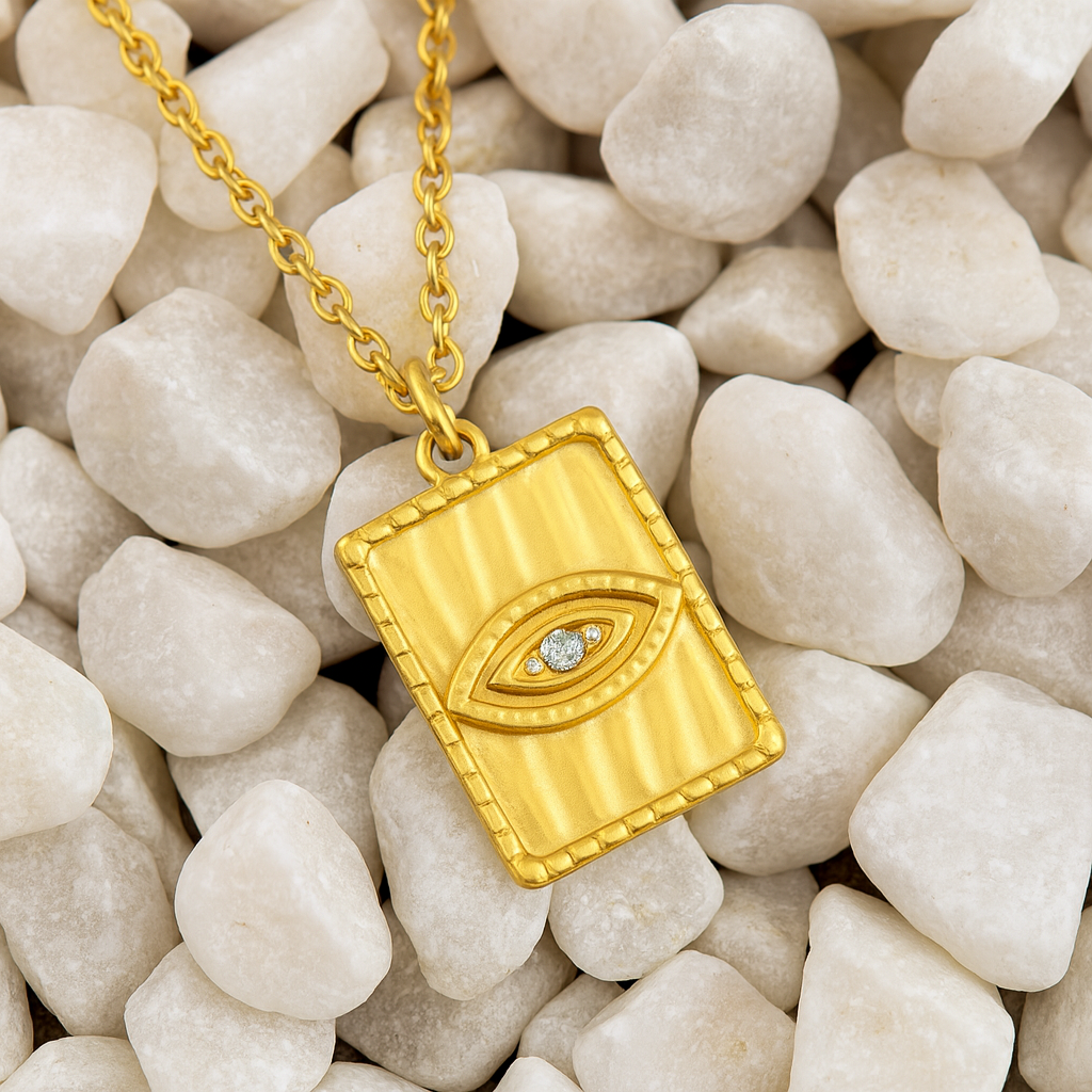 Evil Eye Gold Pendant Necklace – 18K Gold Plated Stainless Steel