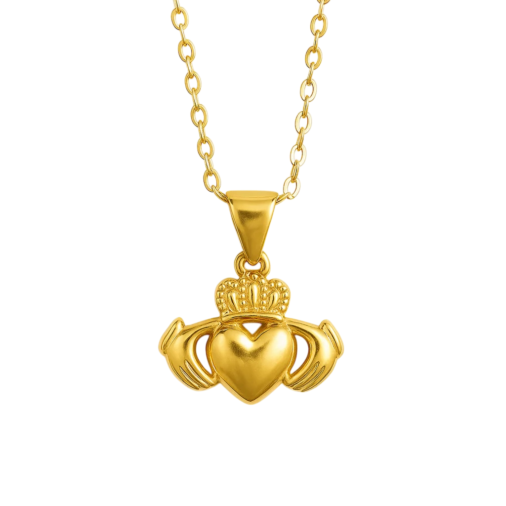 Claddagh Necklace – 18K Gold Plated Symbol of Love, Loyalty & Friendship