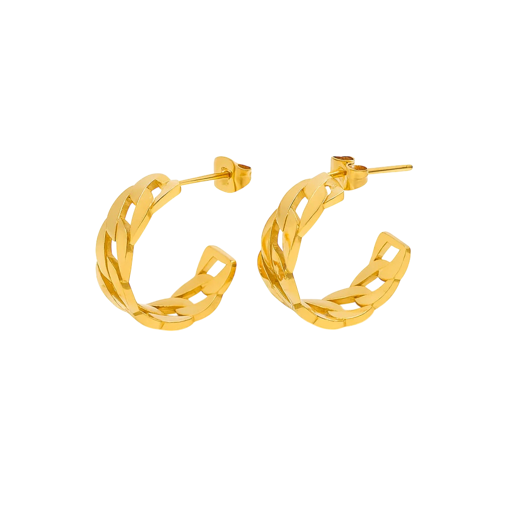 Mila Chain Hoop Earrings – 18K PVD Gold Plated Stainless Steel