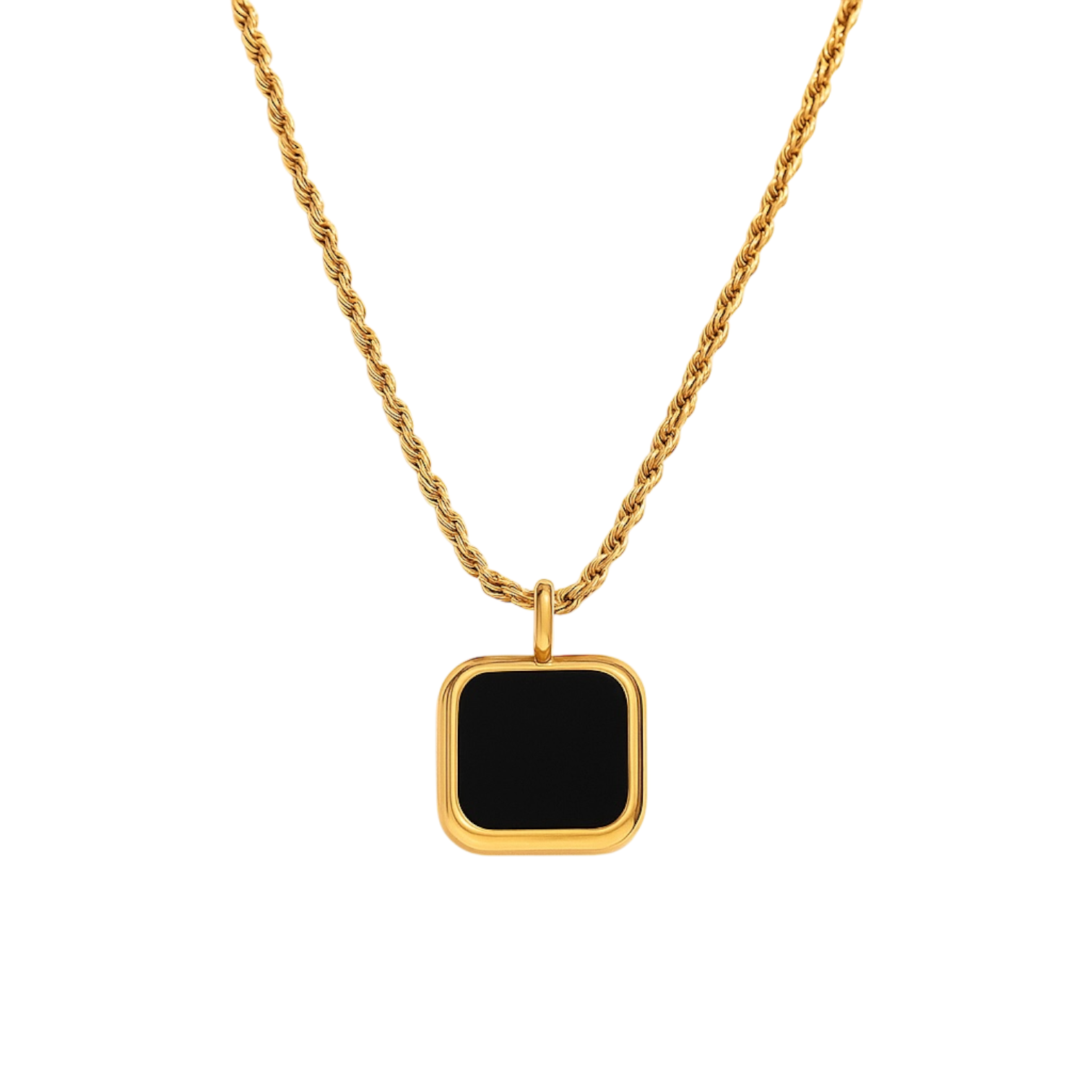 Flavia Necklace - 18K Gold Plated Black Onyx Pendant Necklace