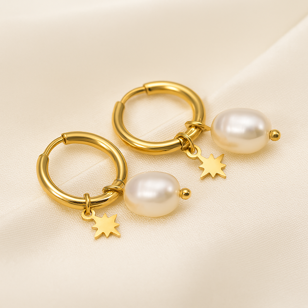 Noor Pearl Hoops